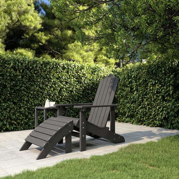 VidaXL antracitszürke HDPE kerti adirondack szék lábtartóval