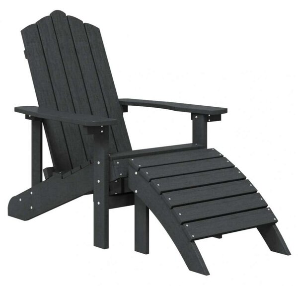 VidaXL antracitszürke HDPE kerti adirondack szék lábtartóval