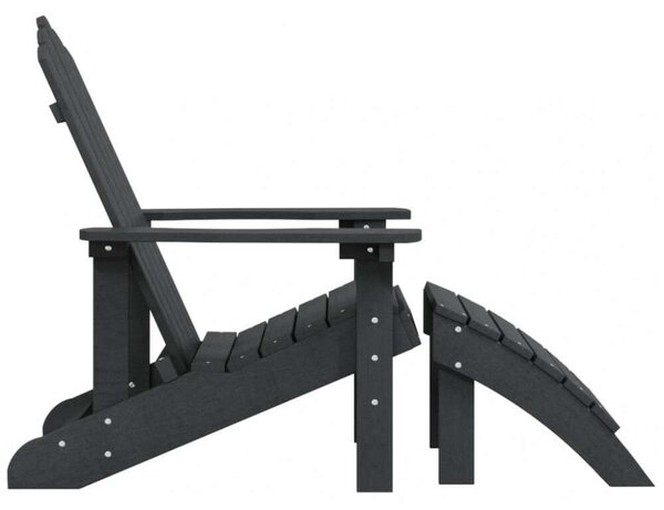 VidaXL antracitszürke HDPE kerti adirondack szék lábtartóval