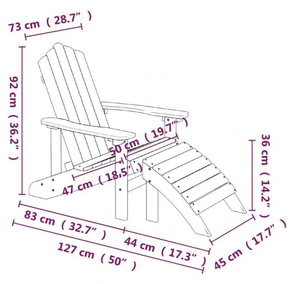 VidaXL antracitszürke HDPE kerti adirondack szék lábtartóval