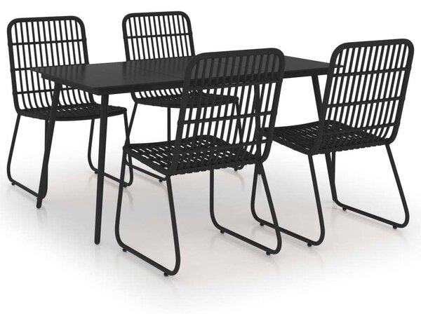 5 részes Polyrattan Kültéri Étkezőgarnitúra - Fekete