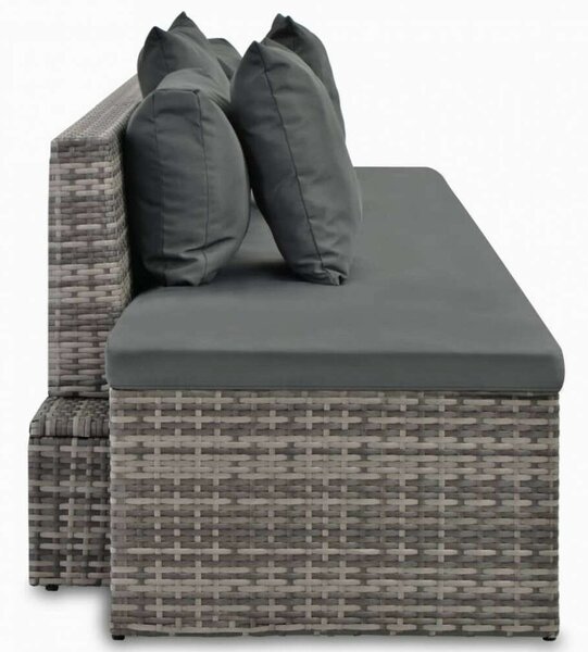 VidaXL 4-részes szürke polyrattan kerti bútorszett párnákkal