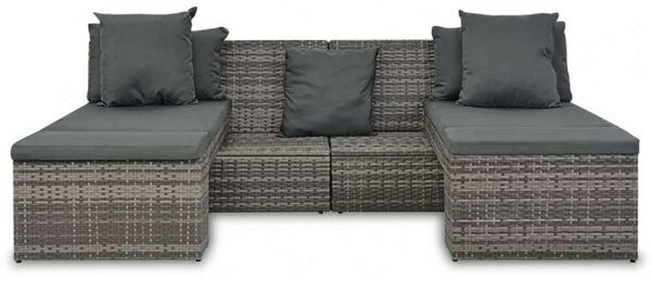 VidaXL 4-részes szürke polyrattan kerti bútorszett párnákkal