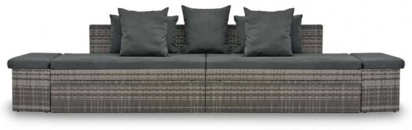 VidaXL 4-részes szürke polyrattan kerti bútorszett párnákkal