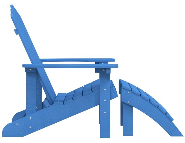 Vízkék HDPE kerti adirondack szék lábtartóval