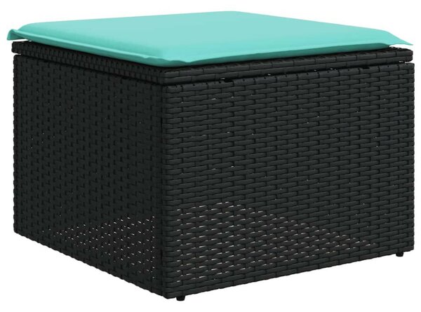 8 részes fekete polyrattan kerti ülőgarnitúra párnával