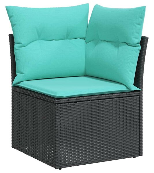 9 részes fekete polyrattan kerti ülőgarnitúra párnával