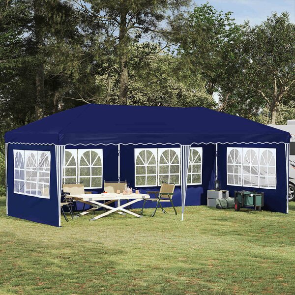 VidaXL Parti sátor 575 x 289 x 245 cm Kék 210D Oxford ezüst bevonattal