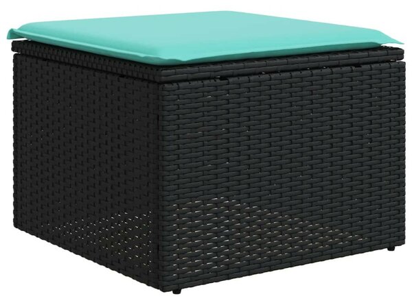9 részes fekete polyrattan kerti ülőgarnitúra párnával