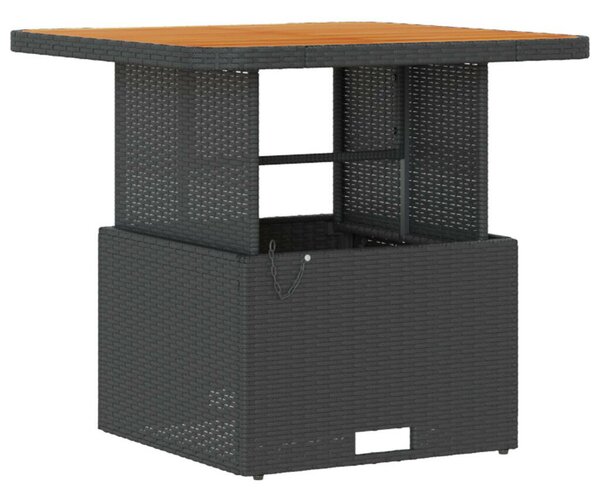 3 darabos kerti étkező szett párnákkal fekete polyrattan akáccal