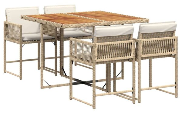 VidaXL Polyrattan Kerti Étkezőgarnitúra - 5 részes - Bézs