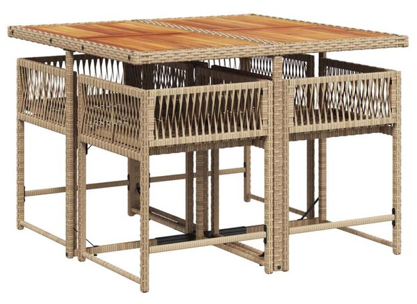 VidaXL Polyrattan Kerti Étkezőgarnitúra - 5 részes - Bézs