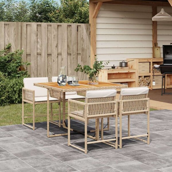 VidaXL Polyrattan Kerti Étkezőgarnitúra - 5 részes - Bézs