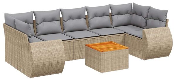 Polyrattan Kerti Ülőgarnitúra - 8 részes - Bézs