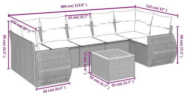 Polyrattan Kerti Ülőgarnitúra - 8 részes - Bézs