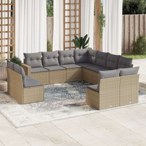 Polyrattan Kerti Ülőgarnitúra - 11 részes - Bézs