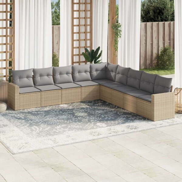 VidaXL Polyrattan Kerti Ülőgarnitúra - 9 részes - Bézs