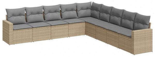 VidaXL Polyrattan Kerti Ülőgarnitúra - 9 részes - Bézs