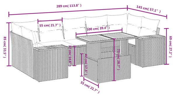 VidaXL Polyrattan Kerti Ülőgarnitúra - 8 részes, Bézs