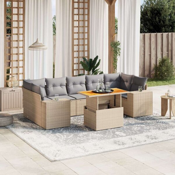 VidaXL Polyrattan Kerti Ülőgarnitúra - 8 részes, Bézs
