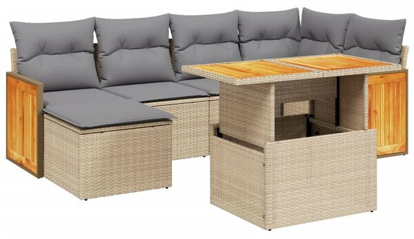 VidaXL Polyrattan Kerti Ülőgarnitúra - 7 részes - Bézs