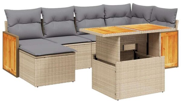 VidaXL Polyrattan Kerti Ülőgarnitúra - 7 részes - Bézs