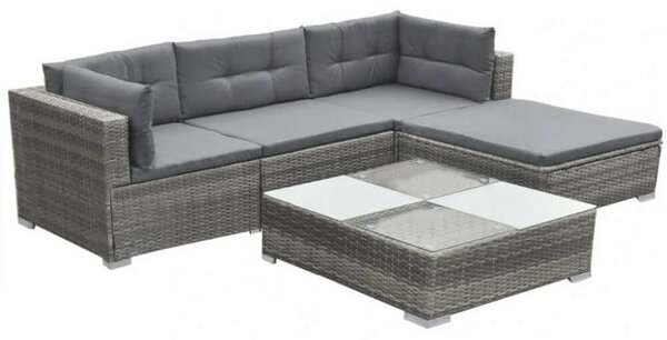 VidaXL 5 részes szürke polyrattan kerti ülőgarnitúra párnákkal