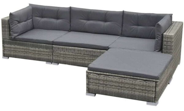 VidaXL 5 részes szürke polyrattan kerti ülőgarnitúra párnákkal