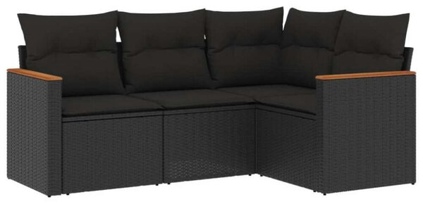 VidaXL 4 Részes Polyrattan Kerti Ülőgarnitúra - Fekete