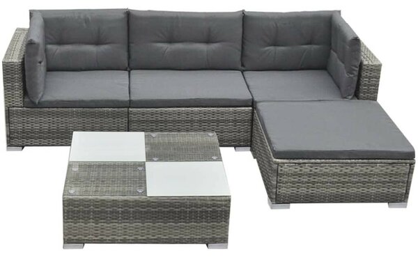 VidaXL 5 részes szürke polyrattan kerti ülőgarnitúra párnákkal