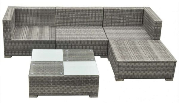 VidaXL 5 részes szürke polyrattan kerti ülőgarnitúra párnákkal