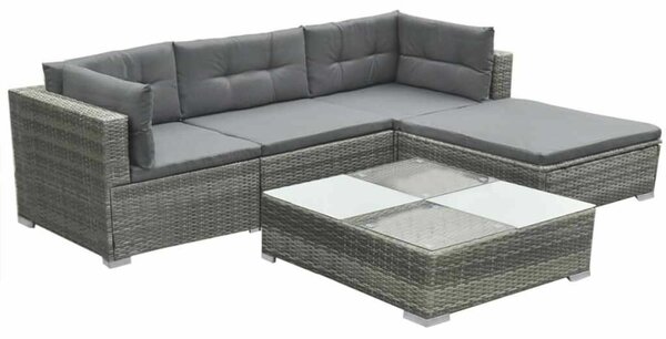 VidaXL 5 részes szürke polyrattan kerti ülőgarnitúra párnákkal