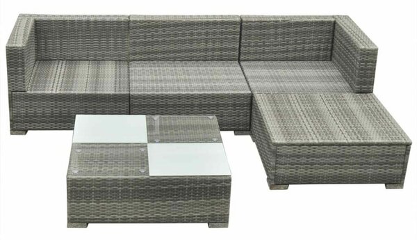 VidaXL 5 részes szürke polyrattan kerti ülőgarnitúra párnákkal