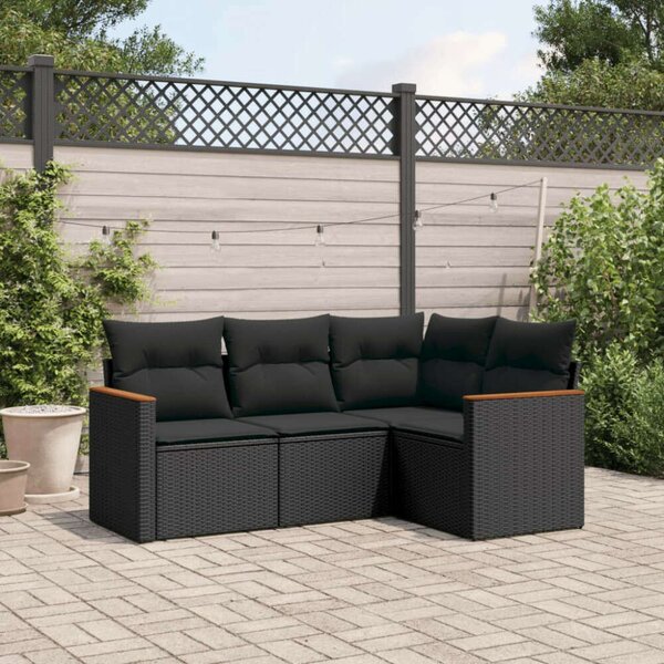 VidaXL 4 Részes Polyrattan Kerti Ülőgarnitúra - Fekete