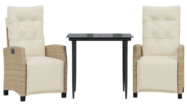 VidaXL Polyrattan Kerti Garnitúra - 3 részes - Bézs