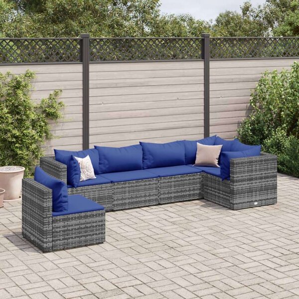 VidaXL Polyrattan Kerti Ülőgarnitúra - 6 részes - Szürke