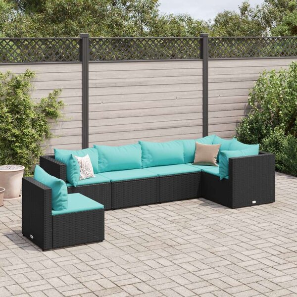 VidaXL Polyrattan Kerti Ülőgarnitúra - 6 részes - Fekete