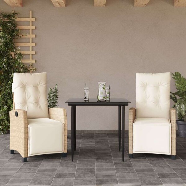 VidaXL Polyrattan Kerti Garnitúra - 3 részes - Bézs