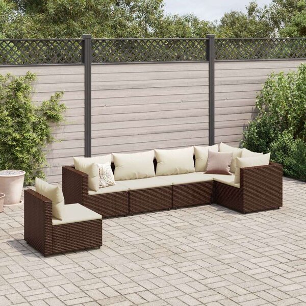 VidaXL Polyrattan Kerti Ülőgarnitúra - 6 részes, Barna