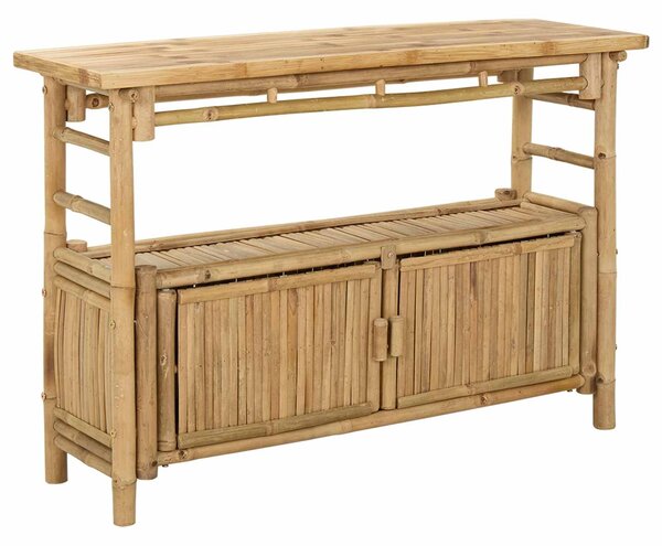 VidaXL Konzolasztal polcokkal Természetes 110 x 35 x 75 cm Bambusz