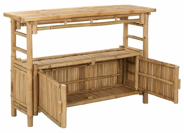 VidaXL Konzolasztal polcokkal Természetes 110 x 35 x 75 cm Bambusz