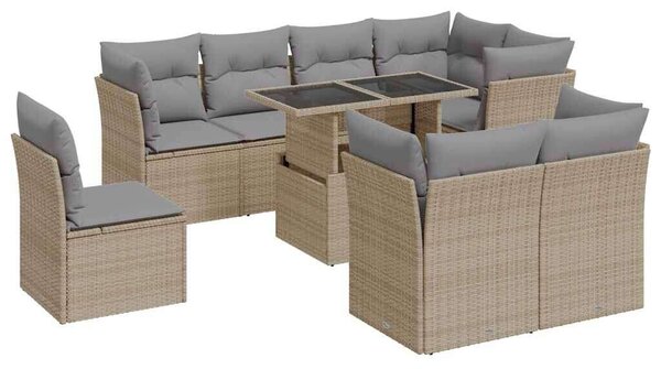 VidaXL Kerti Ülőgarnitúra - Polyrattan - Bézs - 9 részes