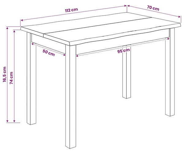 VidaXL Étkezőasztal EKAI Fekete 112 x 70 x 76,5 cm Tömör Fenyőfa