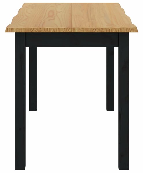 VidaXL Étkezőasztal EKAI Fekete 112 x 70 x 76,5 cm Tömör Fenyőfa
