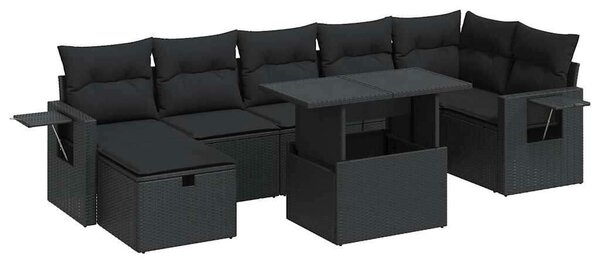 VidaXL Polyrattan Kerti Ülőgarnitúra - 8 részes - Fekete