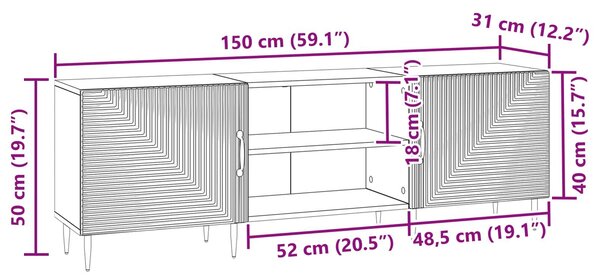 VidaXL TV szekrény Fehér 150 x 31 x 50 cm Szerelt Fa