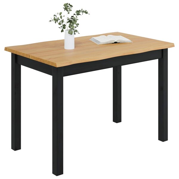 VidaXL Étkezőasztal EKAI Fekete 112 x 70 x 76,5 cm Tömör Fenyőfa