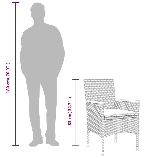 VidaXL 11 részes szürke polyrattan/üveg kerti ülőgarnitúra párnákkal