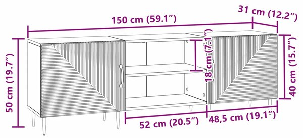 VidaXL TV szekrény Szürke Sonoma 150 x 31 x 50 cm Szerelt Fa