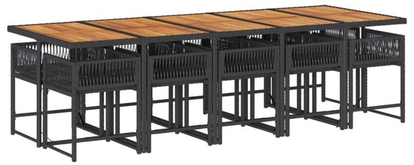 VidaXL - 11 Fős Kerti Étkezőgarnitúra - Polyrattan - Fekete